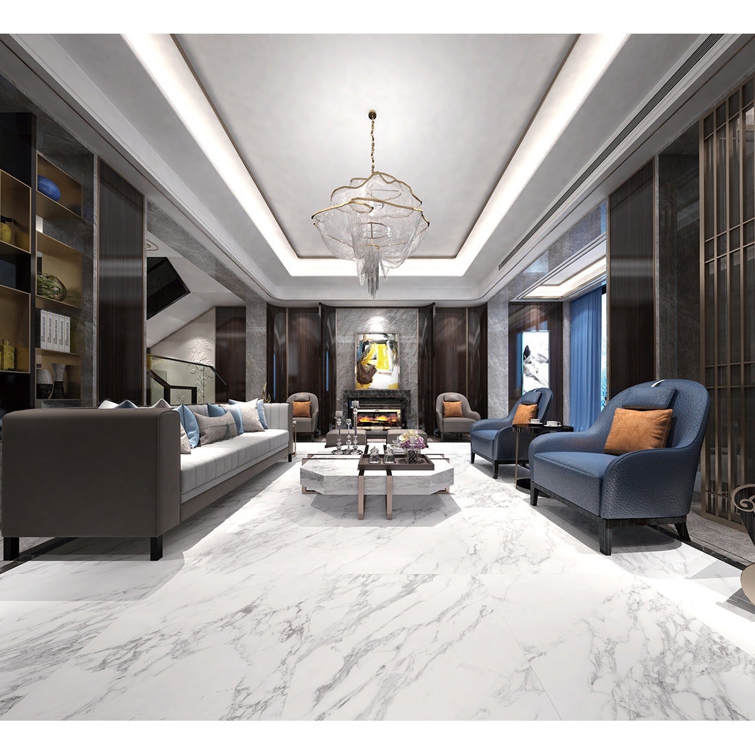 Thassos Platinum 60x120 Silver Matt Carving