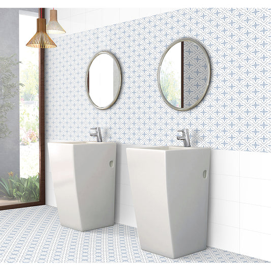 Antique Cube Pattern 20x20 Blue Matt